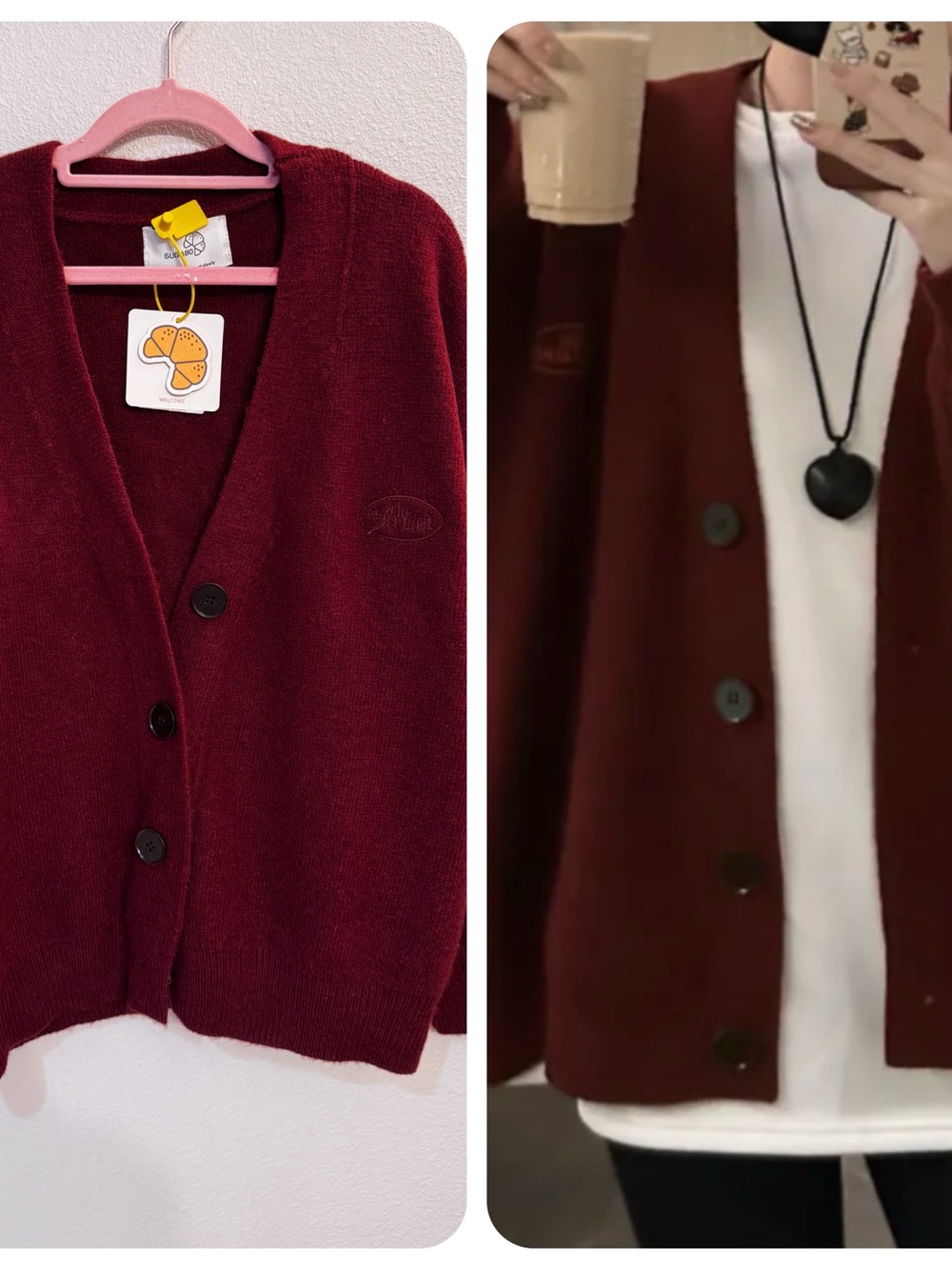 NWT!Burgundy Button-Up Cardigan Sweater